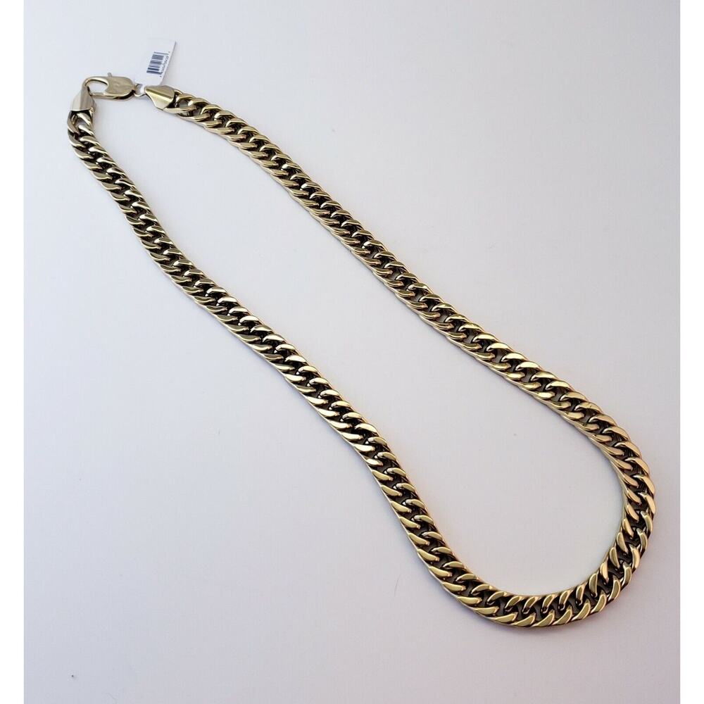 Gentlemen's Classics Heavy 10MM Curb Chain Necklace Gold IP Stainless Steel 24" - Picture 3 of 4